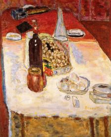 Still Life with Bottle of Red Wine , 1942. Creator: Bonnard, Pierre (1867-1947)