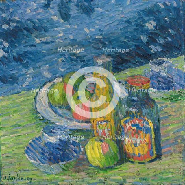 Still Life with Bottles and Fruit, 1900. Creator: Alexei Jawlensky.