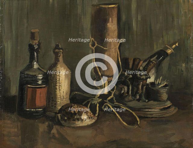 Still life with Bottles and Shell, 1884. Creator: Gogh, Vincent, van (1853-1890).