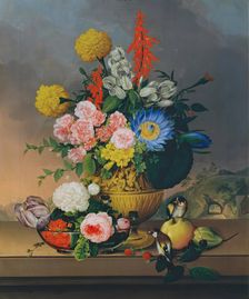 Still life with bouquet of flowers, 1828. Creator: Johann Knapp