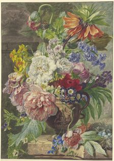 Still Life with Bouquet of Flowers and Bird’s Nest, (1780?). Creator: Wybrand Hendriks