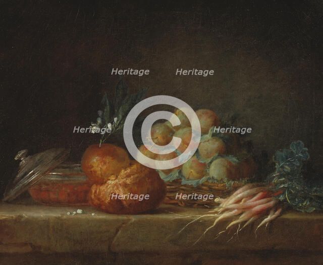 Still Life with Brioche, Fruit and Vegetables, 1775. Creator: Anne Vallayer-Coster.