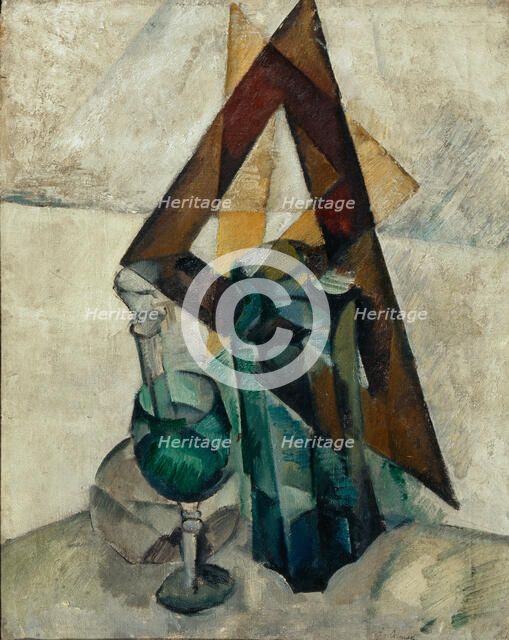 Still Life with Carafe, 1918. Creator: Osmiorkin, Alexander Alexandrovich (1892-1953).