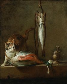Still Life With Cat and Fish. Artist: Chardin, Jean-Baptiste Siméon (1699-1779)