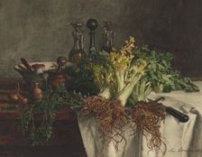 Still Life with Celery, 1865. Creator: Leon Bonvin