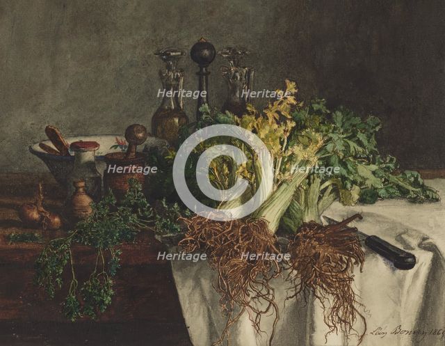 Still Life with Celery, 1865. Creator: Leon Bonvin.