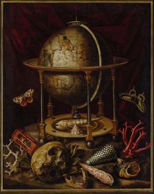 Still Life with Celestial Globe, Skull, Shells, Corals and Butterflies. Creator: Luyckx, Carstian (1623-after 1657)