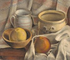 Still Life with Ceramic Pots and Apples, 1925-1927. Creator: Mikulas Galanda