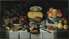 Still life with cheese and fruits, 1625. Creator: Koets, Roelof (1592-1654)