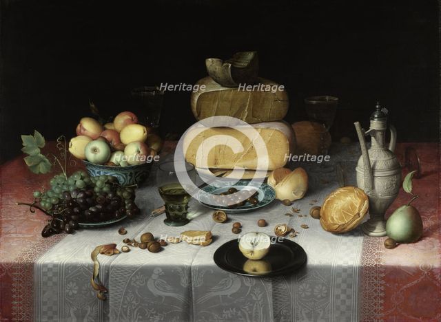Still Life with Cheese, c. 1615. Artist: Dyck (Dijck), Floris Claesz. van (ca 1575-1651)