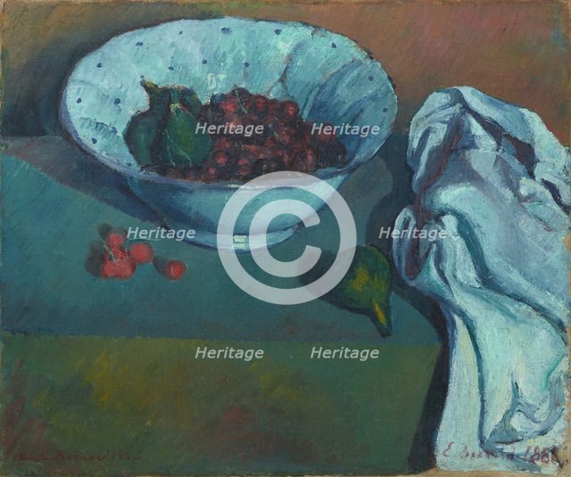 Still life with cherries and figs, 1887. Creator: Emile Bernard.