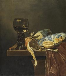 Still Life with Chinese Dish. Rummer, Knife, Bread and Fruit, 1650. Creator: Jan Jansz van de Velde