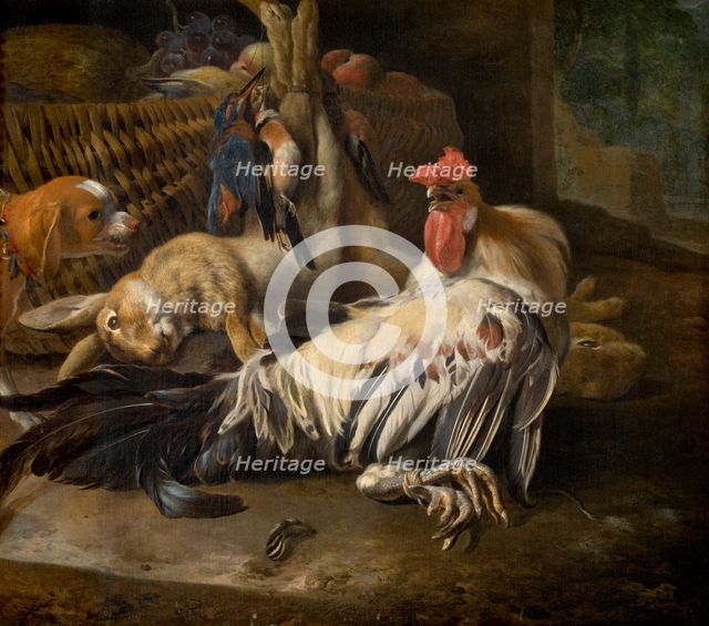 Still Life with Cock, c1660-1690. Creator: Melchior d'Hondecoeter.