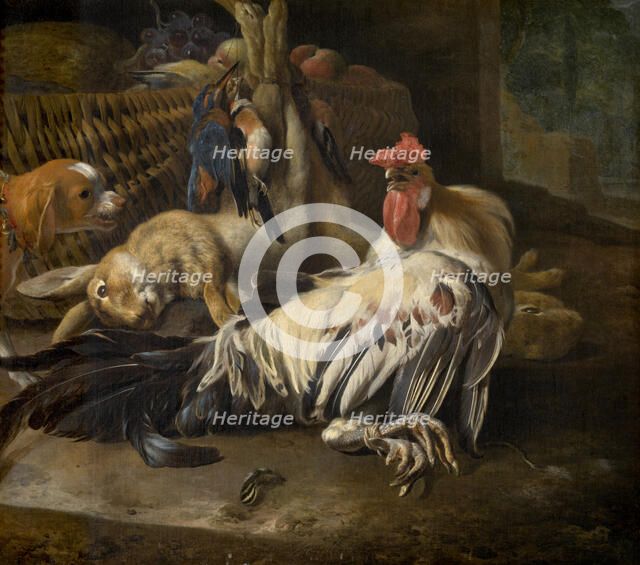 Still Life with Cock, c1660-1690. Creator: Melchior d'Hondecoeter.