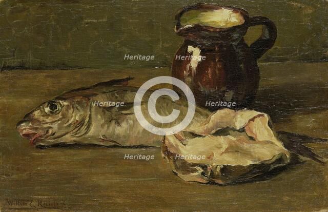 Still life with cod, 1896. Creator: Willem Roelofs.