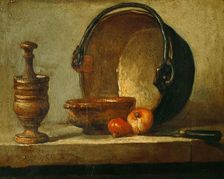 Still life with copper cauldron, 1732. Creator: Chardin, Jean-Baptiste Siméon (1699-1779)