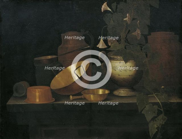 Still life with copper dishes, undated. (c1670s) Creator: Joannes de Cordua.