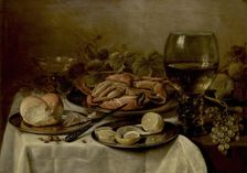 Still Life with Crab, Rummer and Grape, 1644. Creator: Pieter Claesz