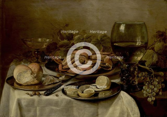 Still Life with Crab, Rummer and Grape, 1644. Creator: Pieter Claesz.