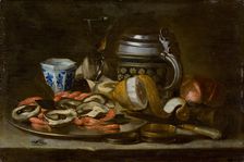 Still Life with Crayfish and Oysters, 1675-1700. Creator: Unknown