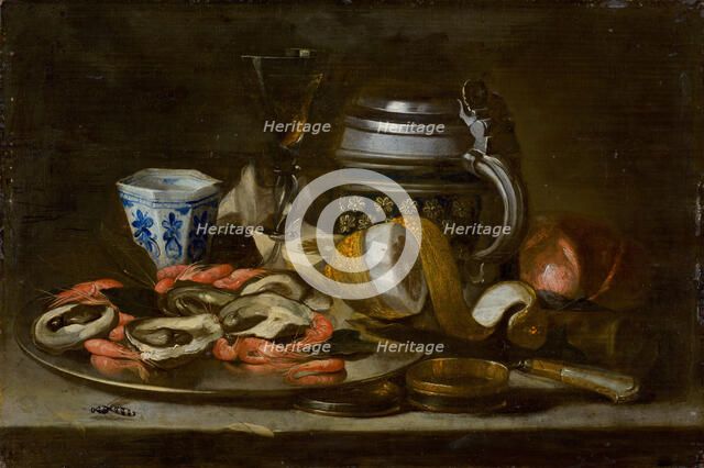Still Life with Crayfish and Oysters, 1675-1700. Creator: Unknown.