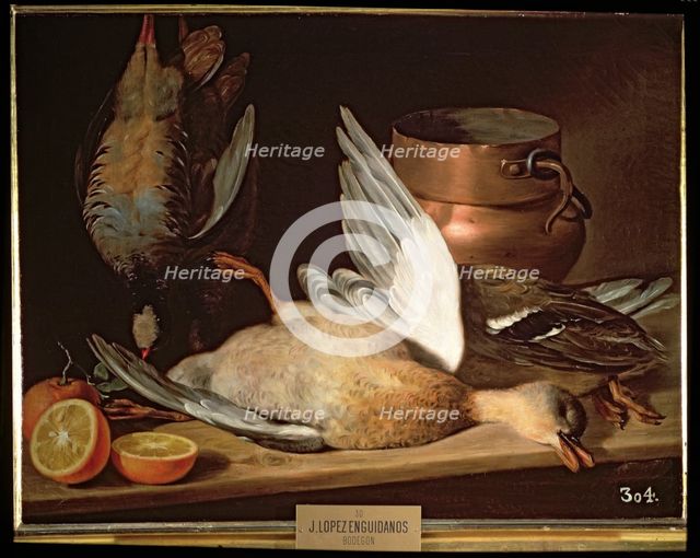  'Still Life with Duck', José Lopez Enguidanos oil.