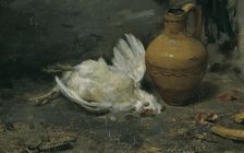 Still life with dead chicken and jug, 1860/1870. Creator: August von Pettenkofen