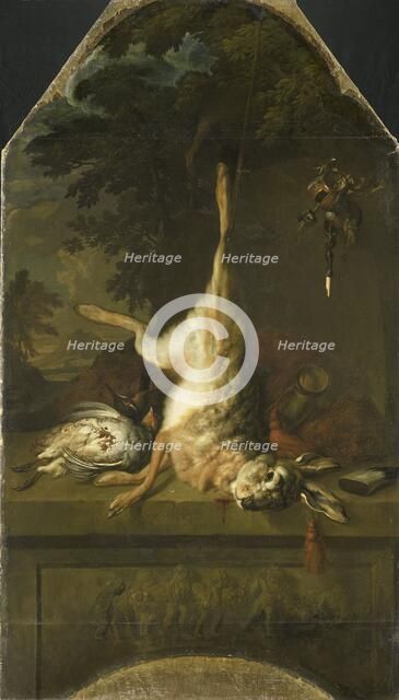 Still Life with Dead Hare and Partridges, 1717. Creator: Dirk Valkenburg.