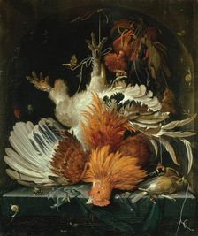 Still life with Dead Poultry, c1663-1664. Creator: Abraham Mignon