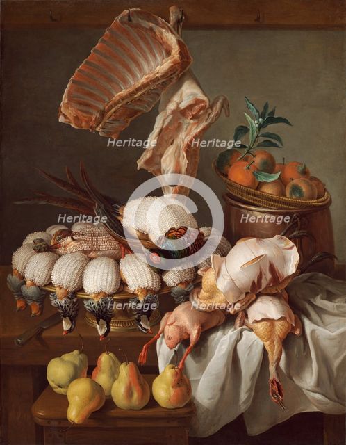 Still Life with Dressed Game, Meat, and Fruit, 1734. Creator: Alexandre François Desportes.