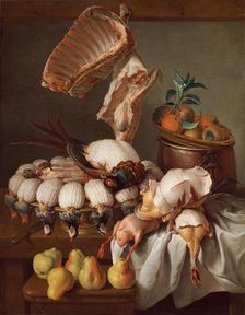 Still Life with Dressed Game, Meat, and Fruit, 1734. Creator: Alexandre François Desportes