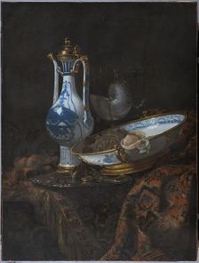 Still Life with Ewer and Basin, Fruit, Nautilus Cup and other Objects, 1660. Creator: Willem Kalf
