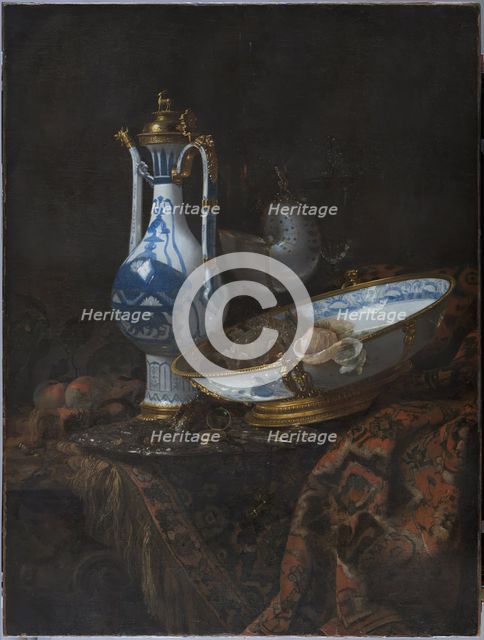 Still Life with Ewer and Basin, Fruit, Nautilus Cup and other Objects, 1660. Creator: Willem Kalf.