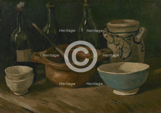 Still Life with Earthenware and Bottles, 1885. Creator: Gogh, Vincent, van (1853-1890).