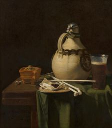 Still Life with Earthenware Jug and Clay Pipes, 1658. Creator: Pieter van Anraedt