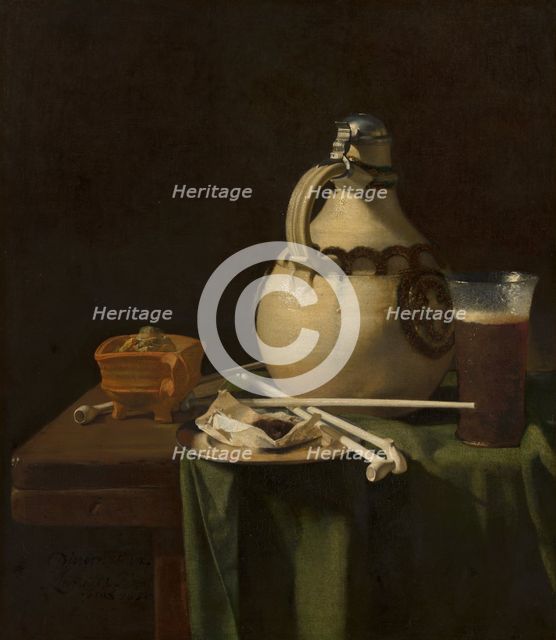 Still Life with Earthenware Jug and Clay Pipes, 1658. Creator: Pieter van Anraedt.