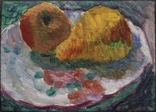 Still life with faience plate and fruit, ca 1931. Creator: Javlensky, Alexei, von (1864-1941)