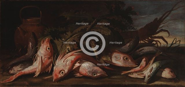Still life with fish, 1654-1695. Creator: Giuseppe Recco.