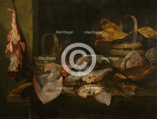 Still Life with Fish, 1660-1670. Creator: Abraham van Beyeren.