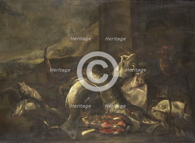 Still Life with Fish, 1668-1690. Creator: Rochus Hendricksz. van der Burgh.