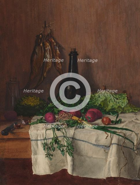 Still Life with Fish, 1864. Creator: Leon Bonvin.