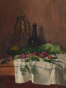 Still Life with Fish, 1864. Creator: Leon Bonvin