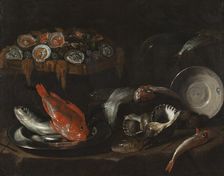 Still Life with Fish and Oysters, 1653. Creator: Giovanni Battista Recco