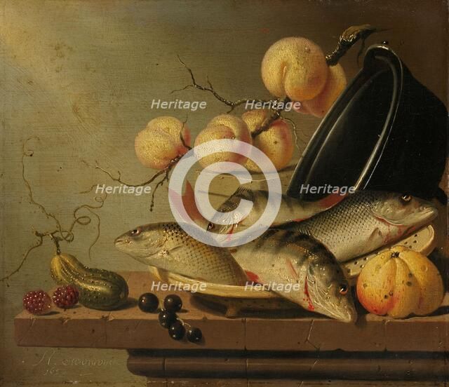 Still Life with Fish and Fruit, 1652. Creator: Harmen Steenwijck.