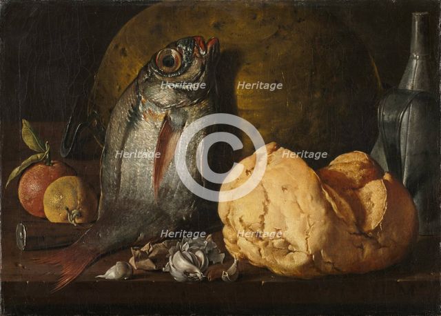 Still Life with Fish, Bread, and Kettle, c. 1772. Creator: Luis Meléndez (Spanish, 1716-1780).