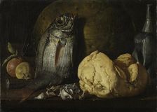 Still Life with Fish, Bread, and Kettle, c. 1772. Creator: Luis Meléndez (Spanish, 1716-1780)