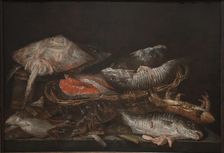 Still Life with Fish on a Stone Table, 1635-1690. Creator: Abraham van Beyeren