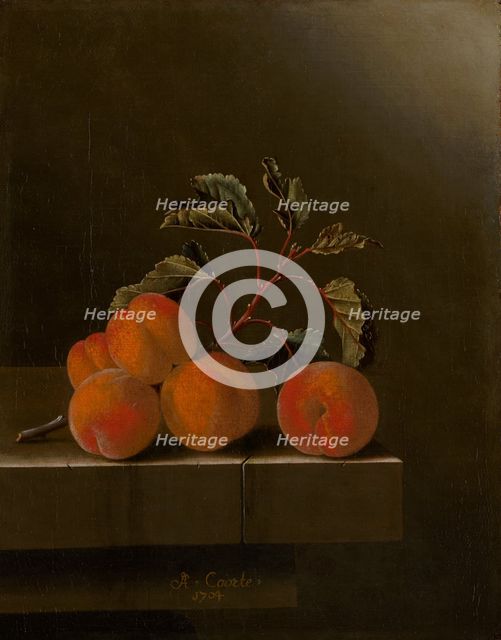 Still Life with Five Apricots, c1680-1700. Creator: Adriaen Coorte.