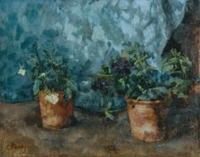 Still life with flower pots, c1890. Creator: Carl Schuch