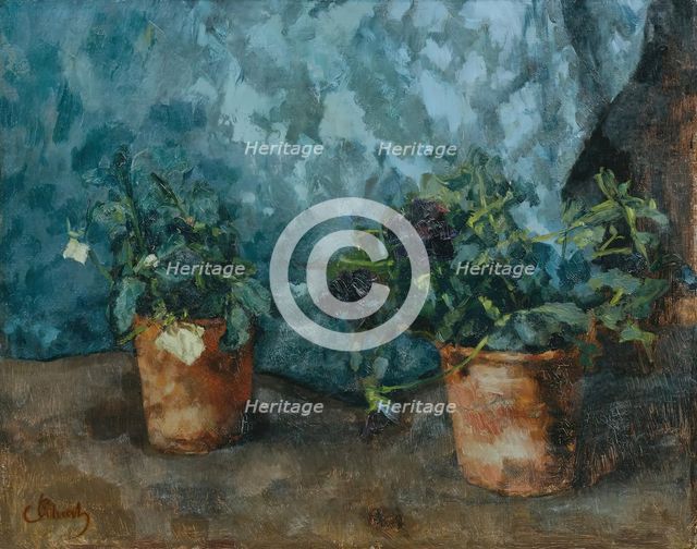 Still life with flower pots, c1890. Creator: Carl Schuch.